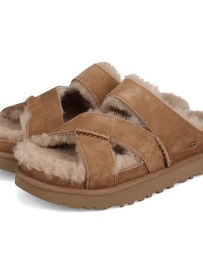 ☮️ 🚎 UGG Chestnut GREENPORT cross strap slide NWT 🌼